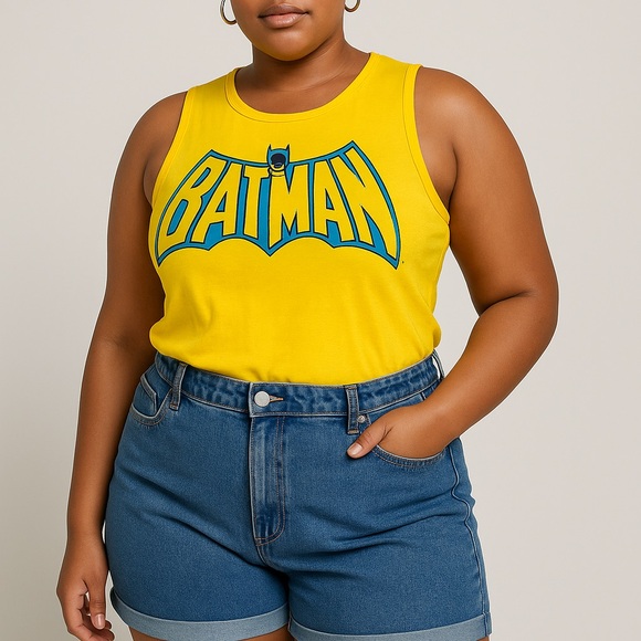 DC Comics Bright Yellow Batman Muscle Tee Cutout - Picture 1 of 5